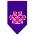 Unconditional Love Pink Swiss Dot Paw Screen Print Bandana Purple Small UN906187